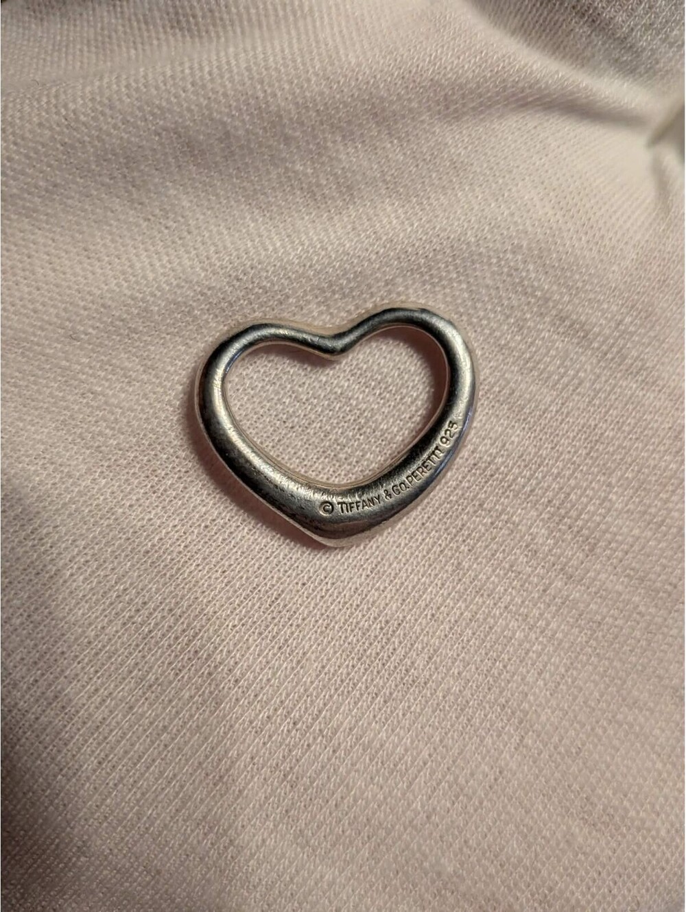 Tiffany & Co Medium Sterling Silver Elsa Peretti  Open Heart Pendant